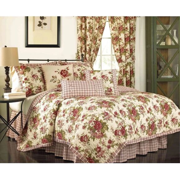 WAVERLY Norfolk Floral Modern Farmhouse Reversible Quilt Cottagecore Sz Queen - Picture 1 of 8